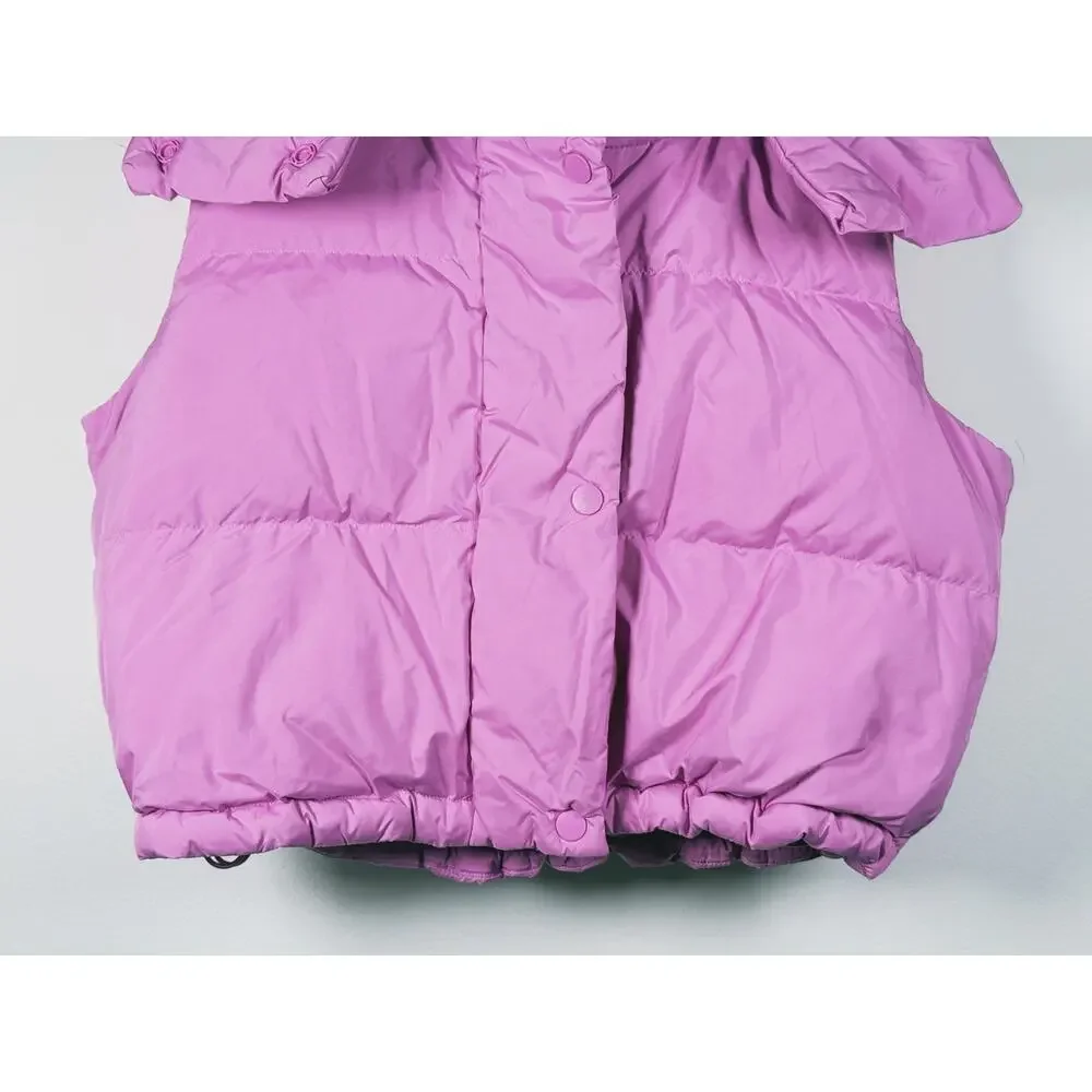 Lululemon Wunder Puff Super Cropped Vest Hooded Size 0 Dahlia Mauve Pink Outdoor